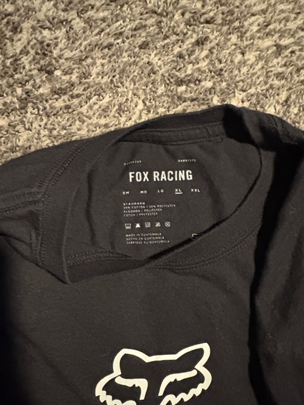 Fox Black Long Sleeve Shirt with White Sleeves and Chest Logo - Picture 3 of 4